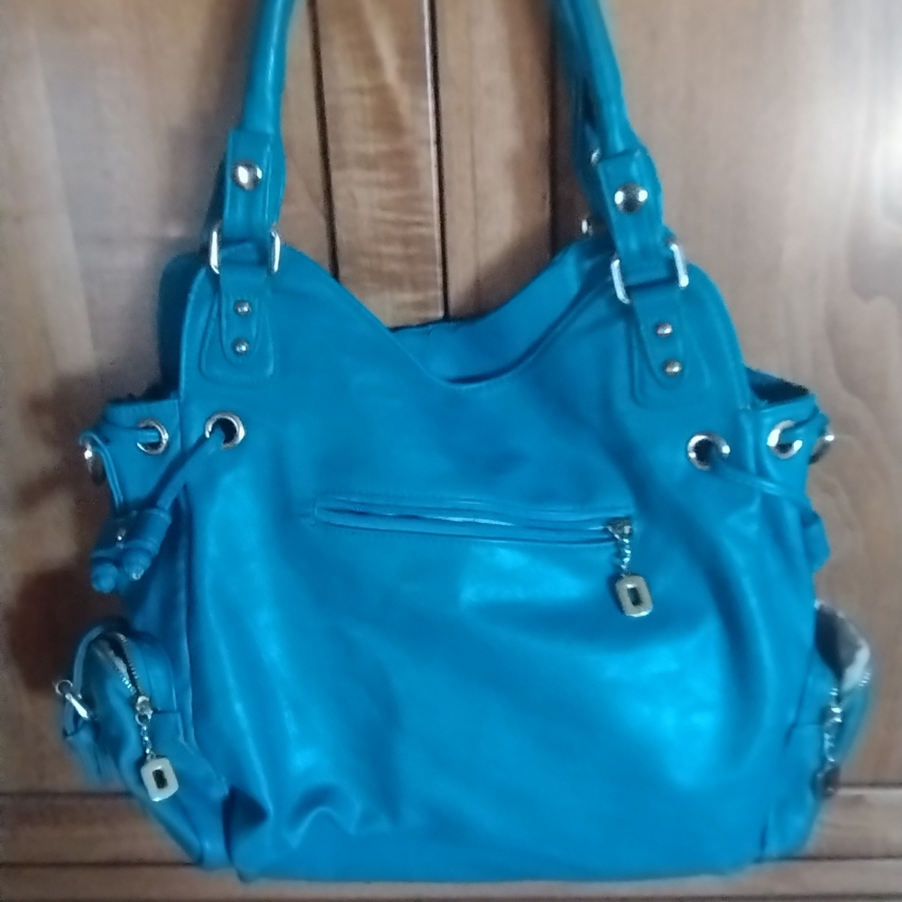 Turquoise array large shoulder purse - Picture 6 of 11